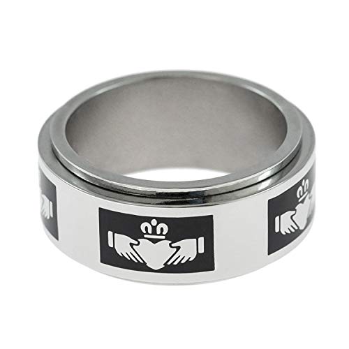 Stainless Steel Spinning Claddagh Ring - Irish Celtic Promise Ring