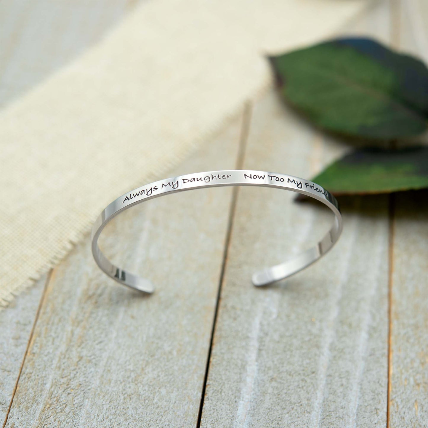 Always My Daughter, Now My Friend Engraved Stainless Steel Cuff Bracelet - Sentimental Mother Daughter Jewelry Gift
