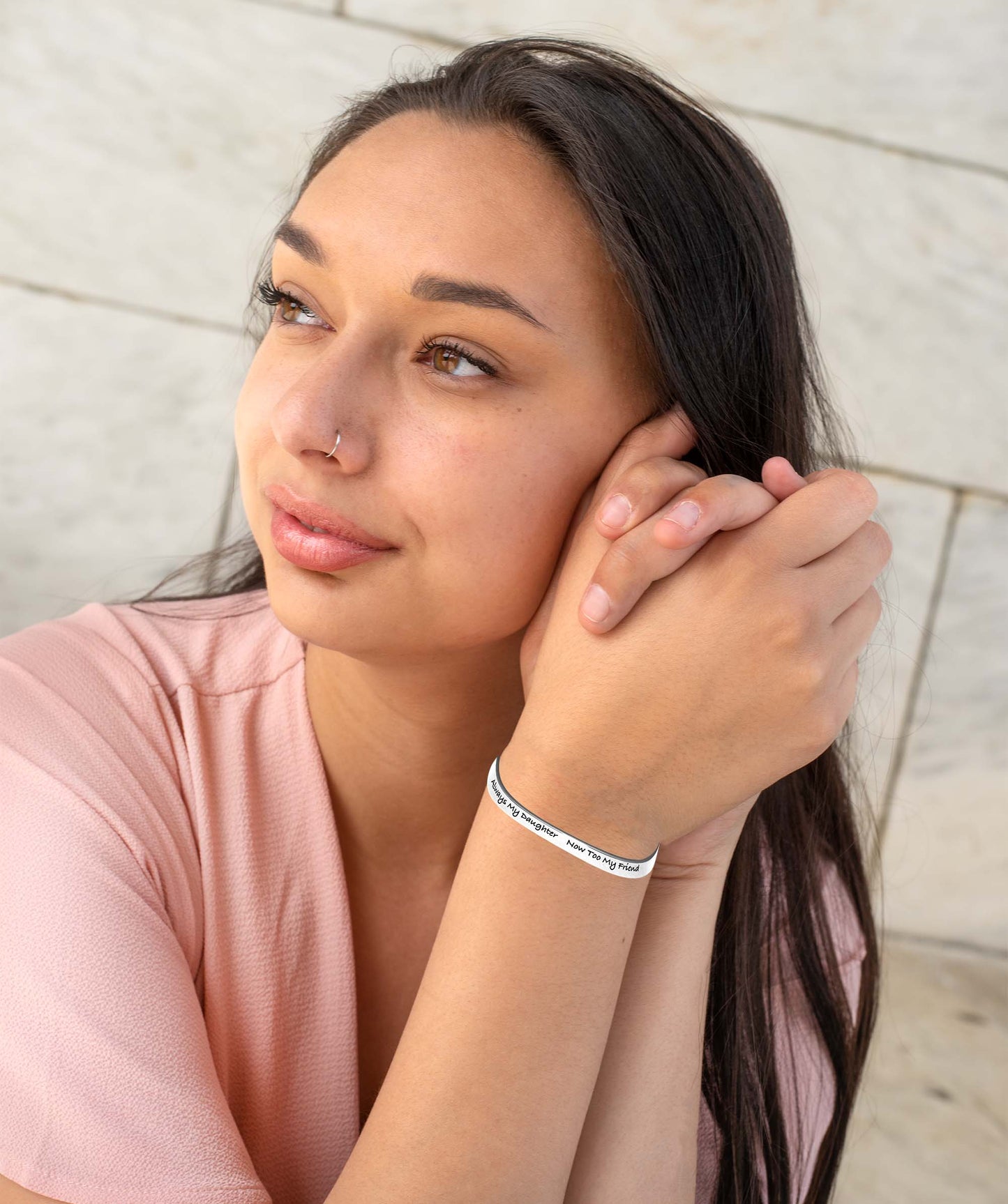Always My Daughter, Now My Friend Engraved Stainless Steel Cuff Bracelet - Sentimental Mother Daughter Jewelry Gift