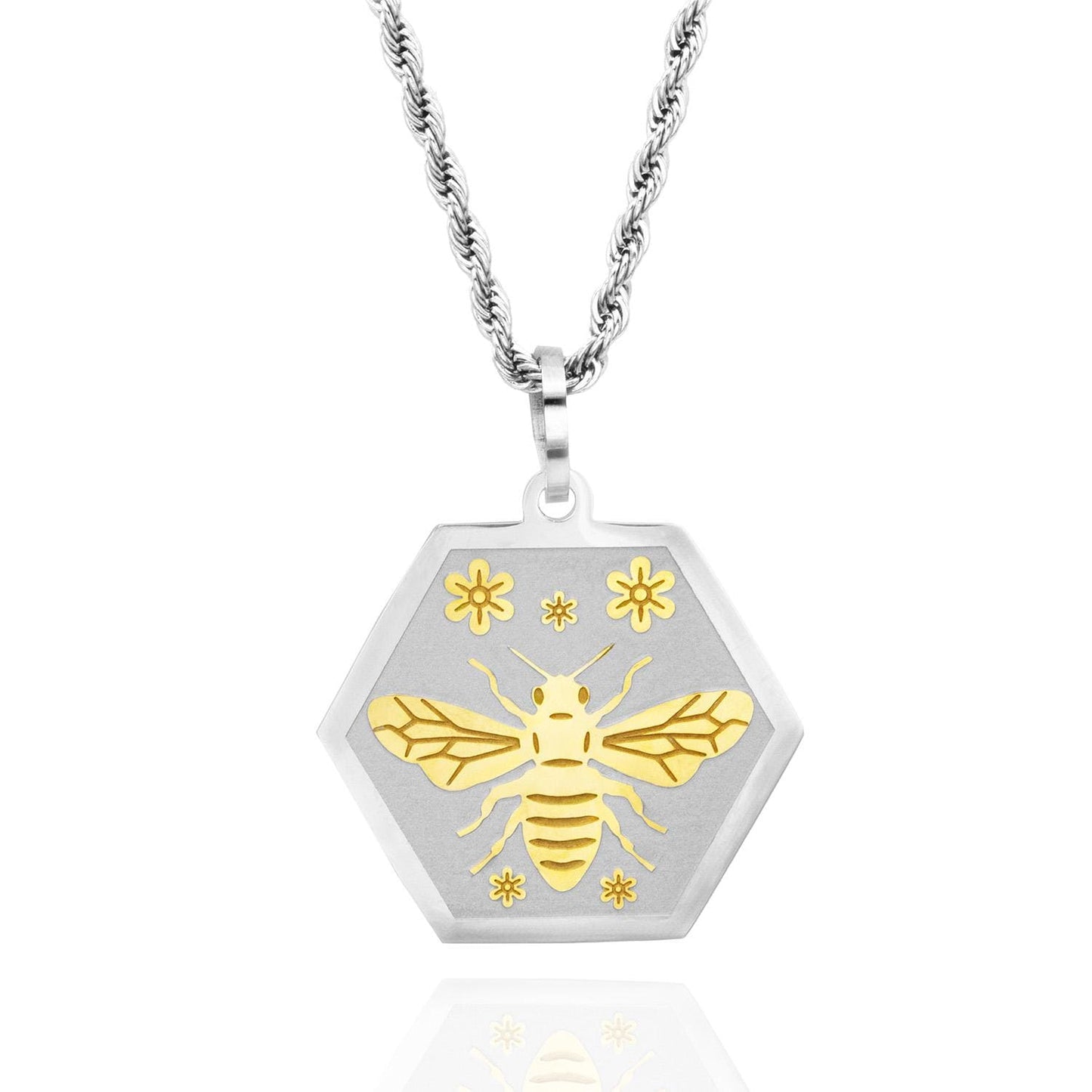 Don't Worry Bee Happy Stainless Steel Heart Pendant Necklace Inspiration Bee Jewelry