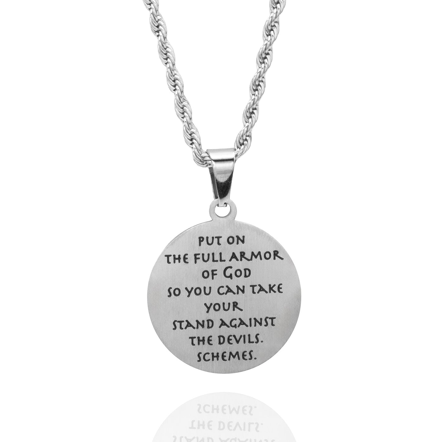 Encircled Cross Full Armor of God" Pendant Necklace Fashion Religious Christian Stainless Steel Jewelry for Women or Men Gifts for Church Family