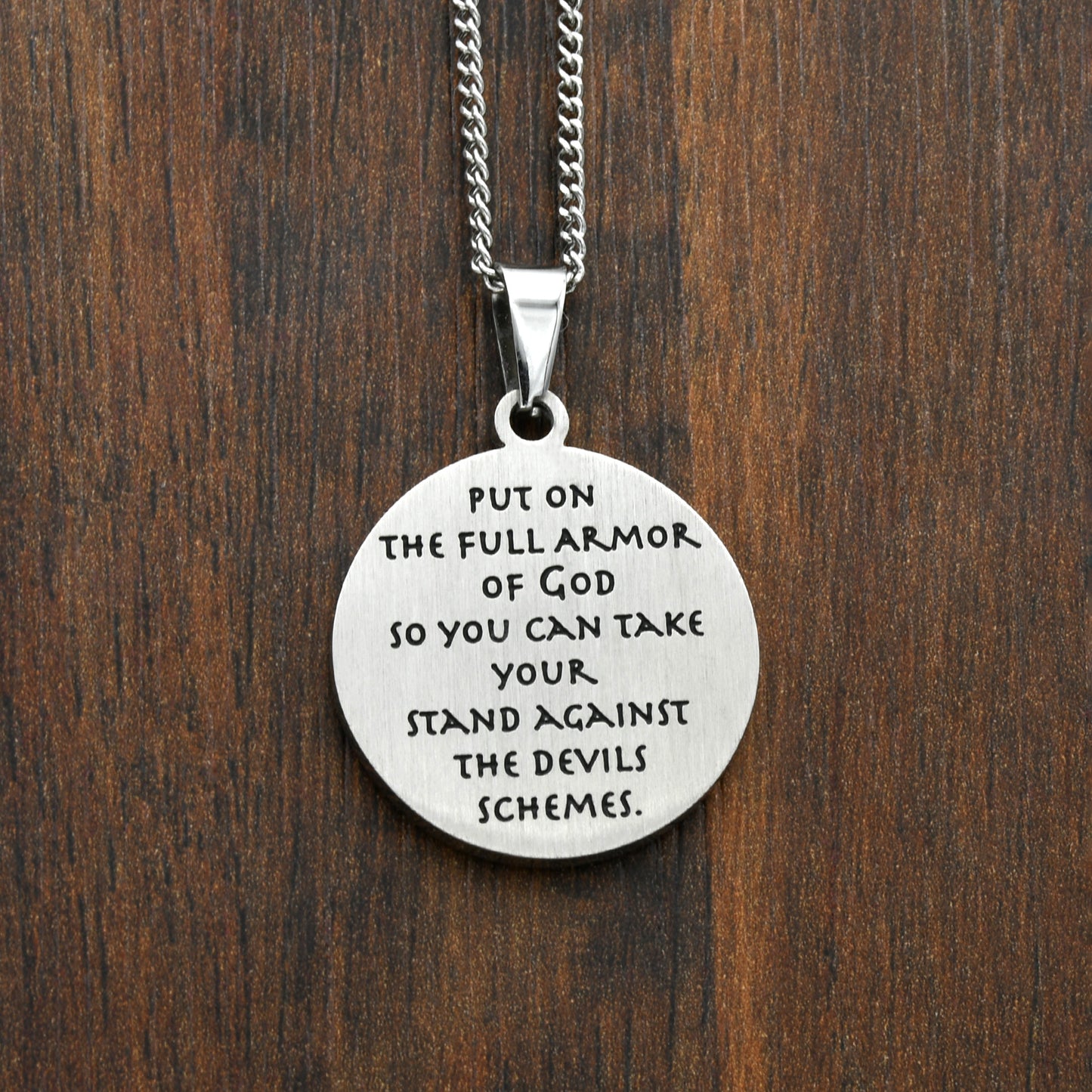 Encircled Cross Full Armor of God" Pendant Necklace Fashion Religious Christian Stainless Steel Jewelry for Women or Men Gifts for Church Family