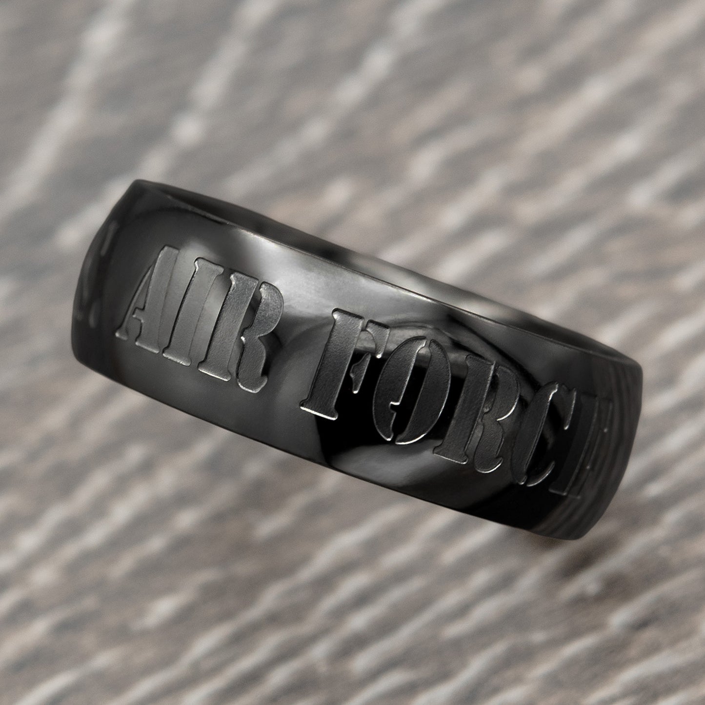 U.S. Air Force Engraved Gunmetal Ion Plated Ring - Military Gift Jewelry