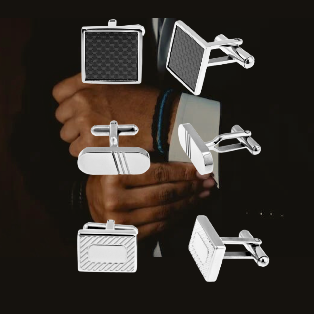 Carbon Fiber Square Cuff Links for Men Stylish Wedding, Anniversary, Birthday or Father's Day Gift