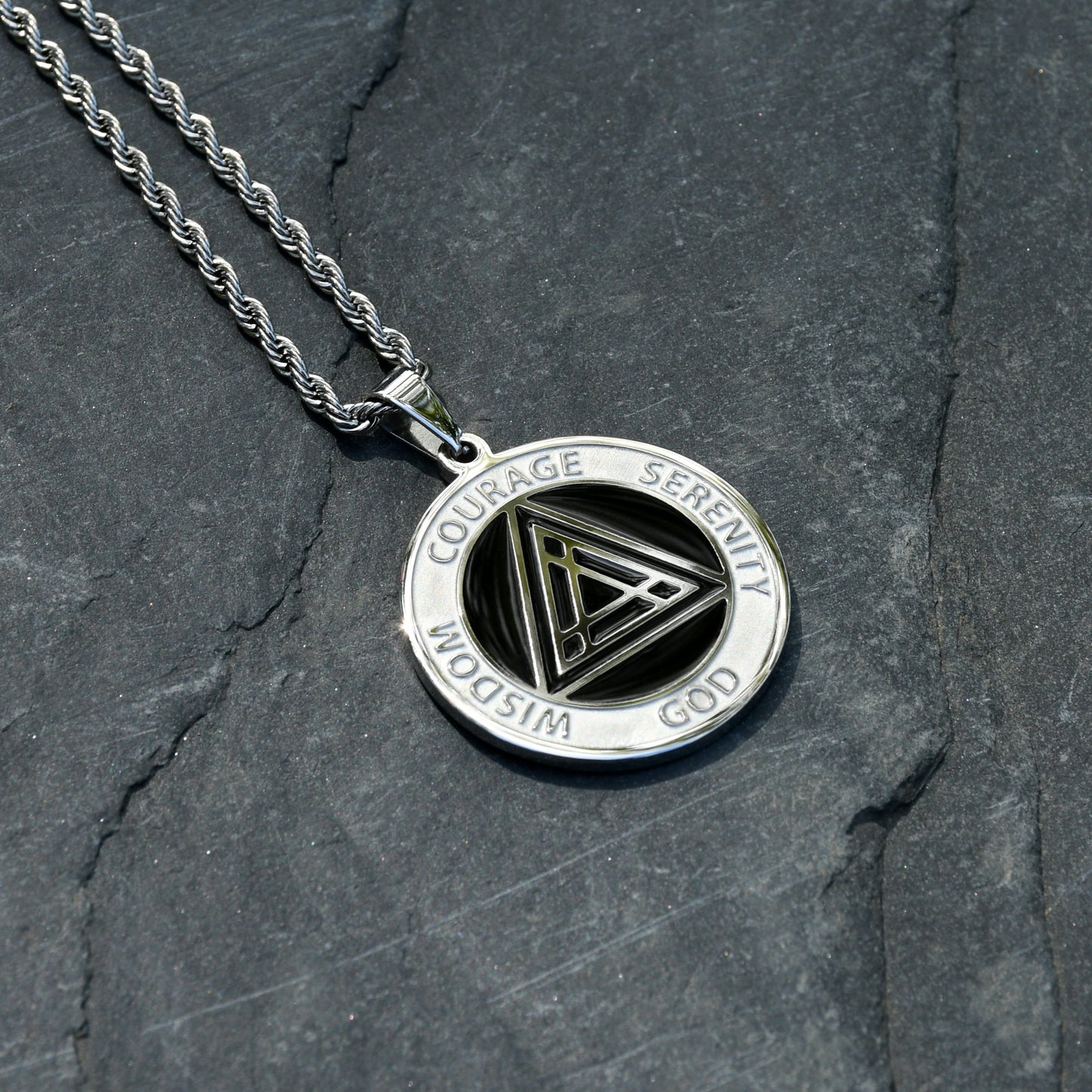 Sobriety Stainless Steel Recovery Pendant Necklace - Inspirational Sobriety Gift