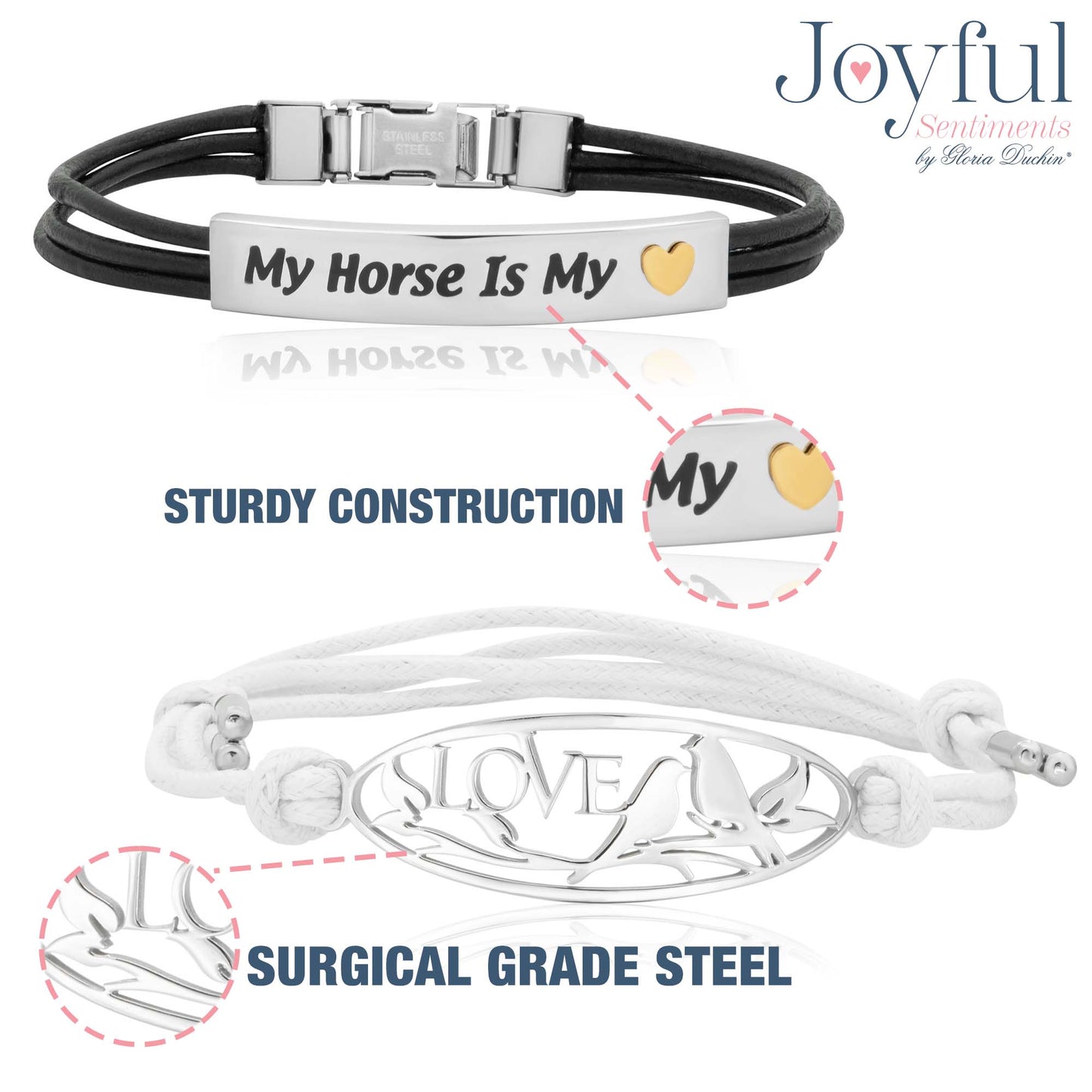 My Horse Is My Heart Engraved Leather Bracelet for Horse Owners