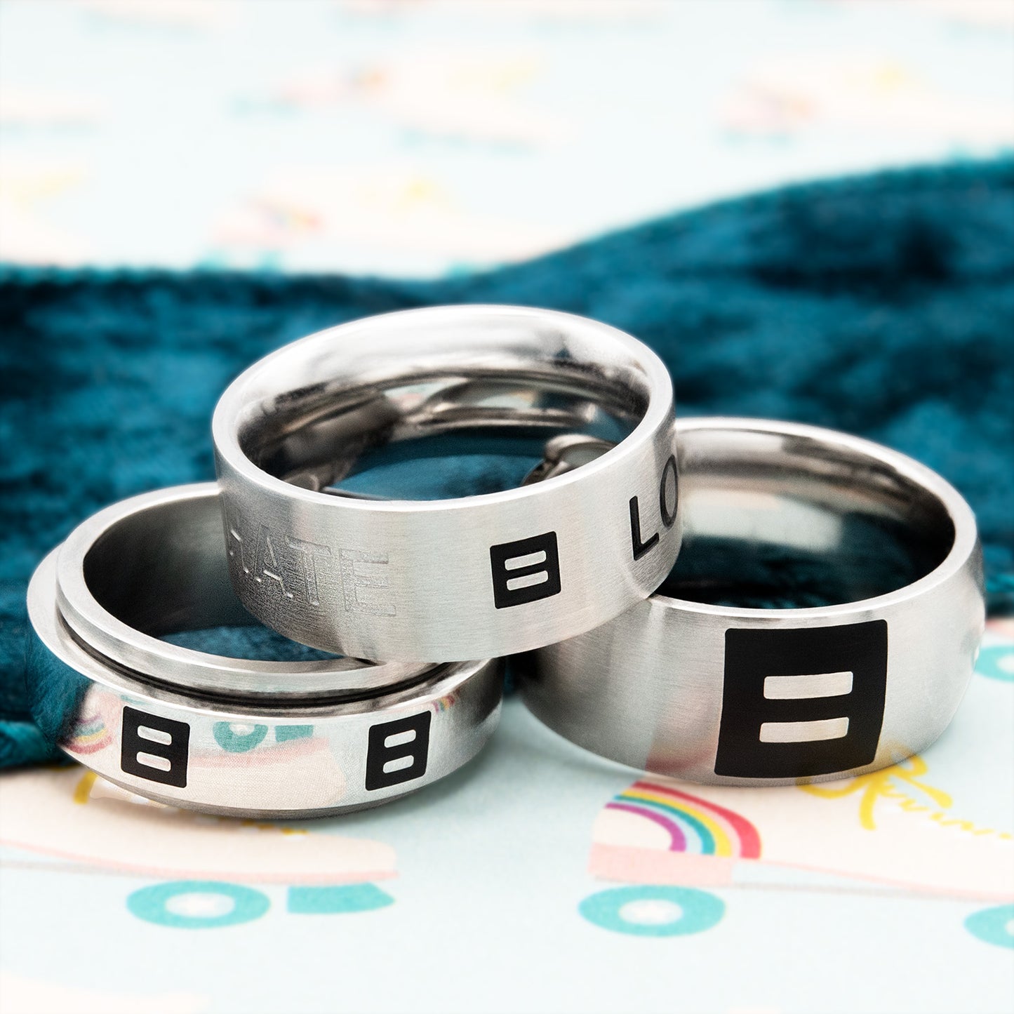 Pride Equality Spinner Stainless Steel Ring - Anxiety Spinner Fidget Jewelry