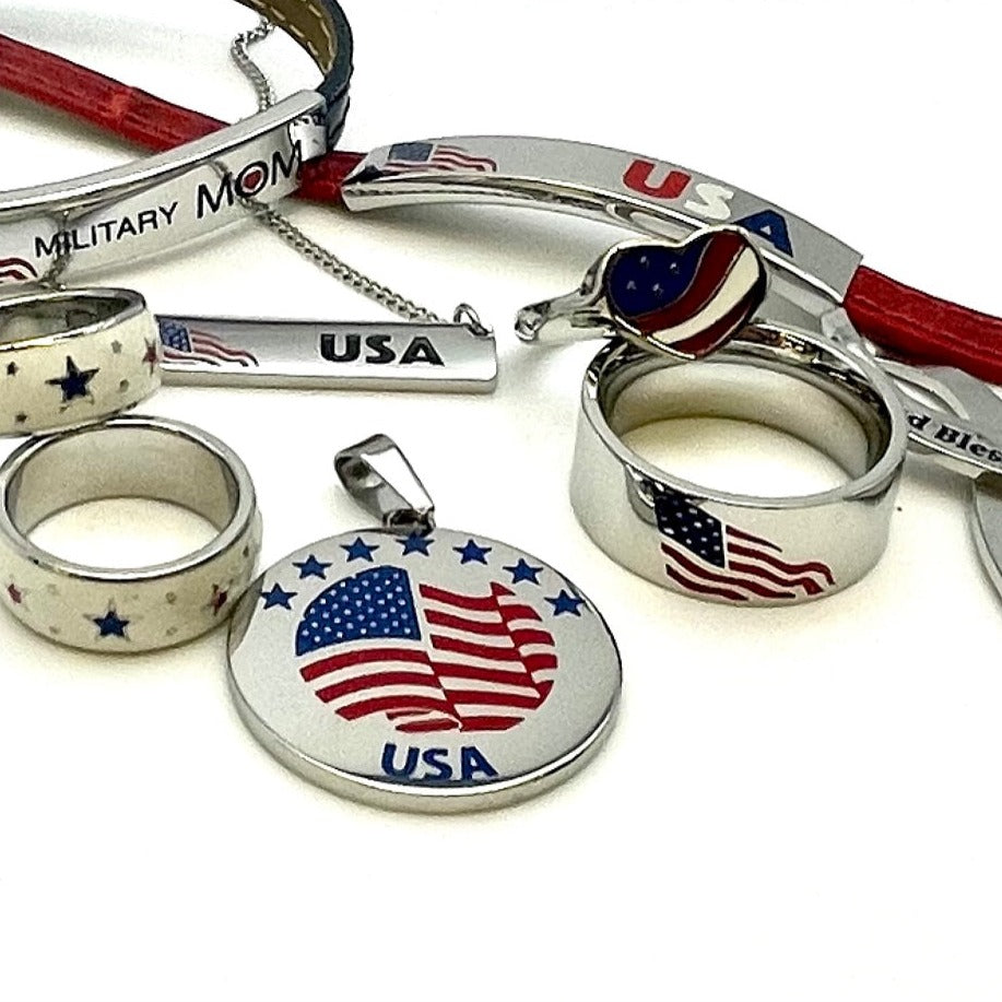 Patriotic United States Map American Flag God Bless America Pendant Necklace - USA Pride Jewelry