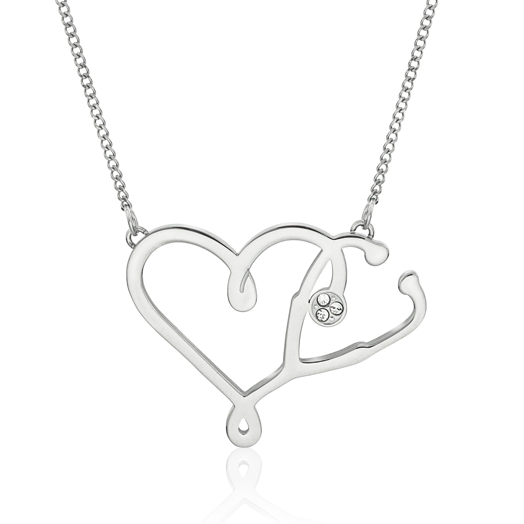 Elegant Stainless Steel Stethoscope Heart Necklace for Women in