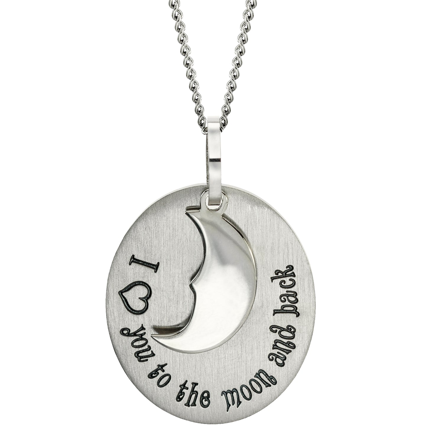 I Heart You To The Moon And Back Stainless Steel Pendant Necklace