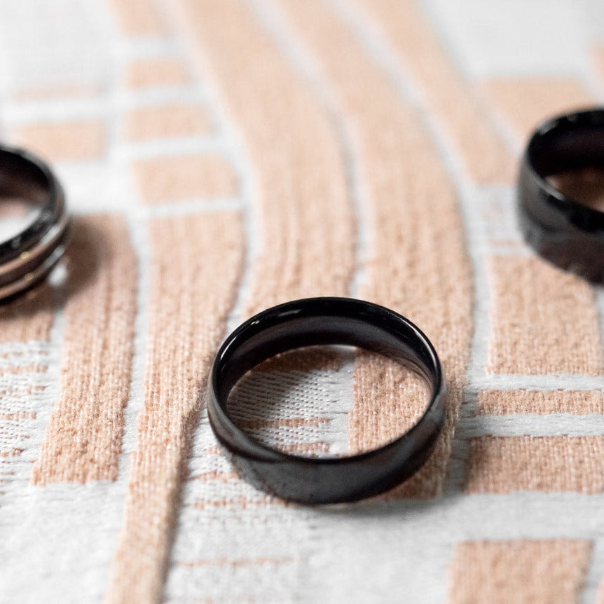 5MM Polished Black Ion Plated Stainless Steel Dome Men's Wedding Band Ring for Man or Woman