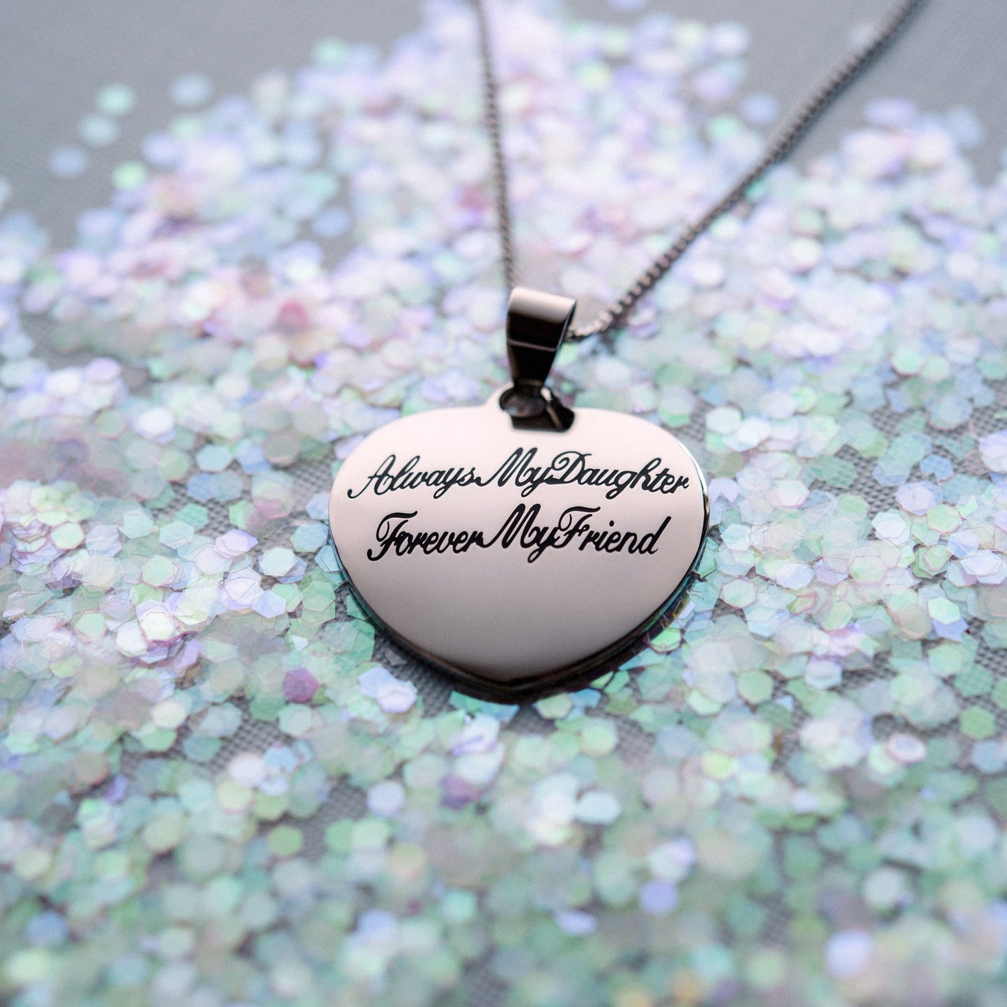 Always My Daughter Forever My Friend Heart Pendant Necklace Stainless Steel Jewelry for Women Girls Mother Daughter