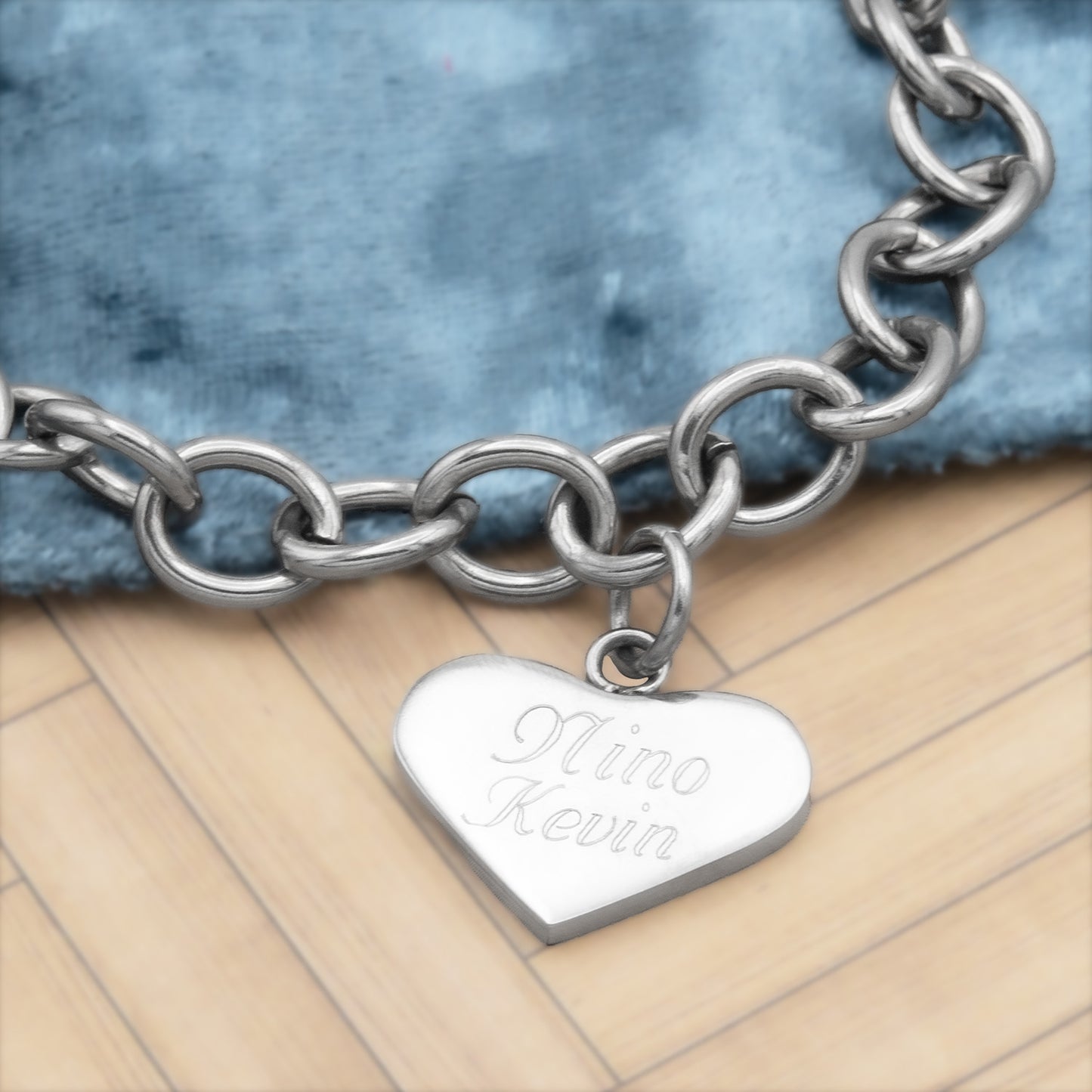Heart Charm Link Bracelet - Fashion Jewelry Gift for Her Silver Bracelet for Women Girls