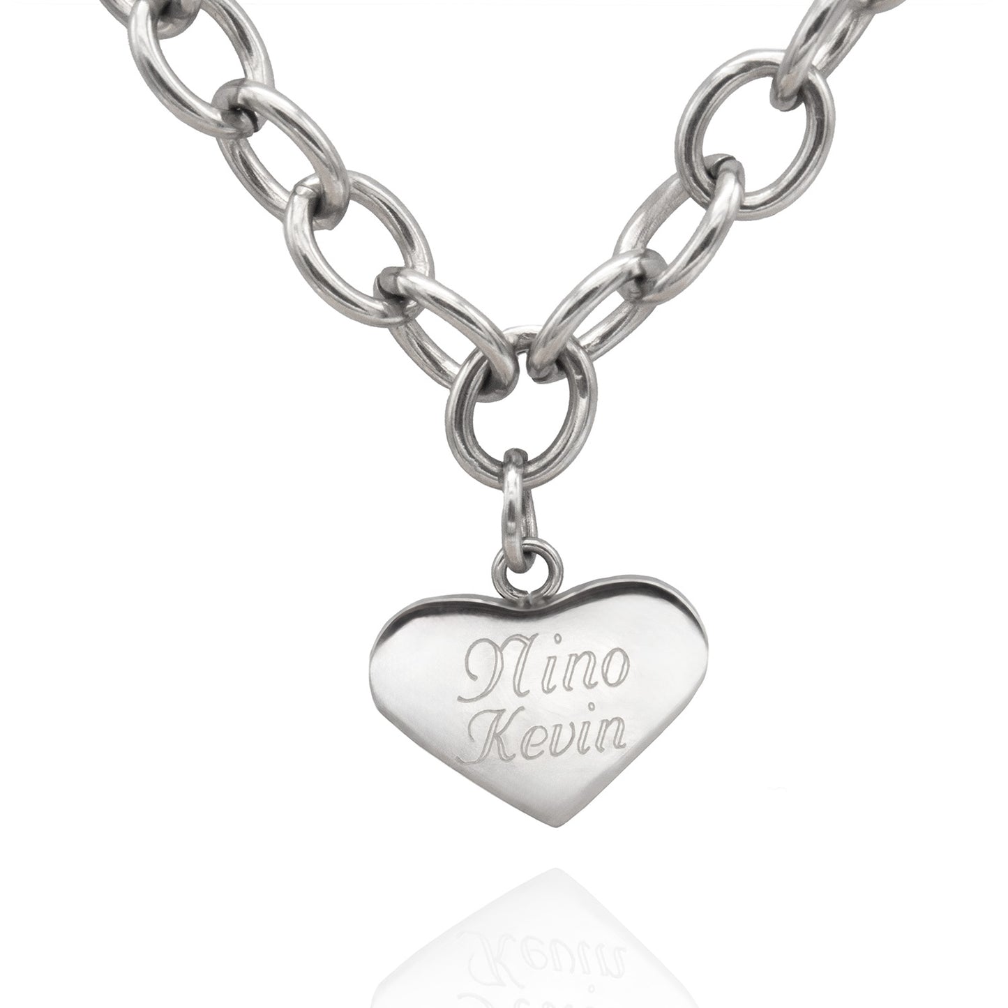 Heart Charm Link Bracelet - Fashion Jewelry Gift for Her Silver Bracelet for Women Girls