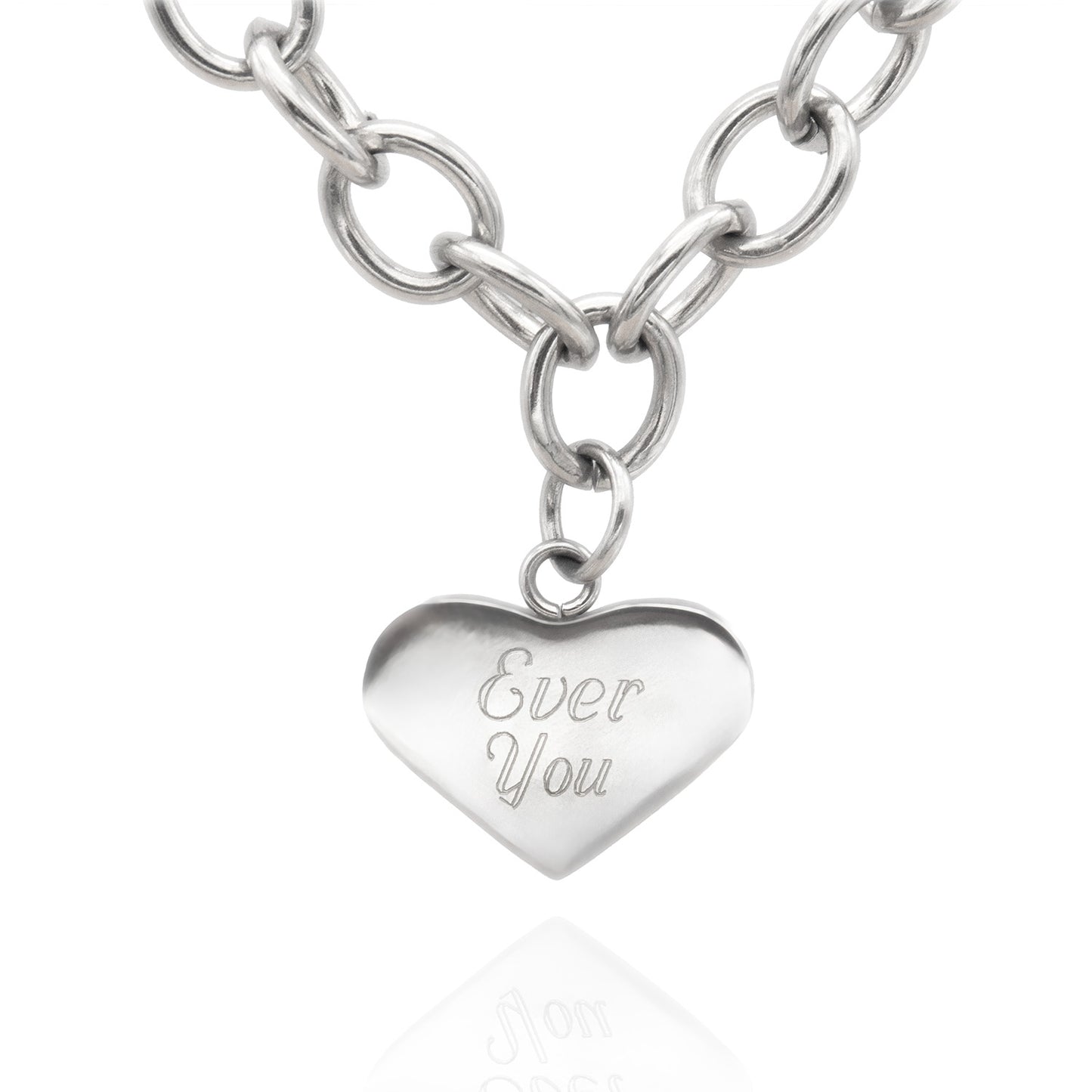 Heart Charm Link Bracelet - Fashion Jewelry Gift for Her Silver Bracelet for Women Girls