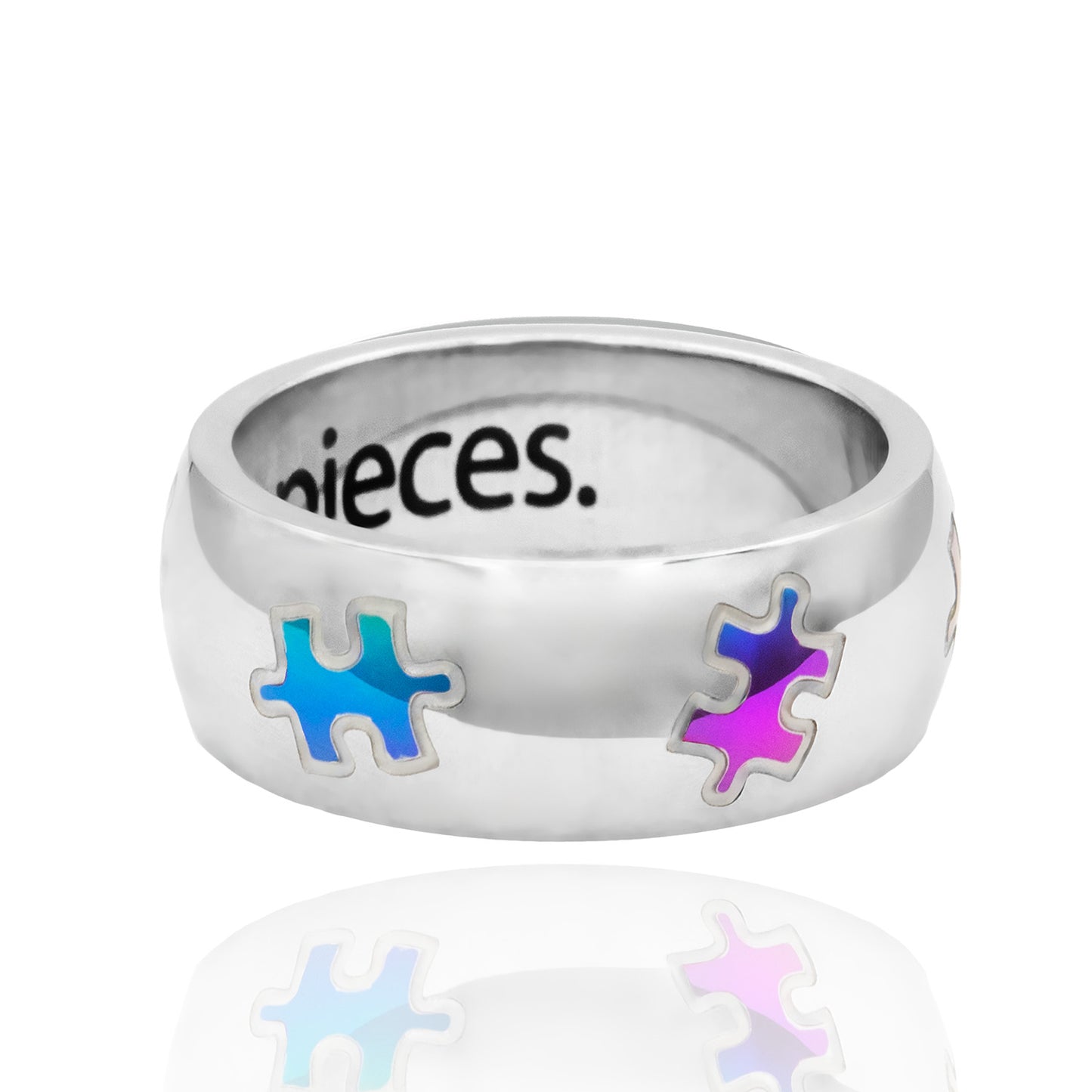 Autism Awareness Puzzle Ring "Lets find all the missing pieces" Stainless Steel