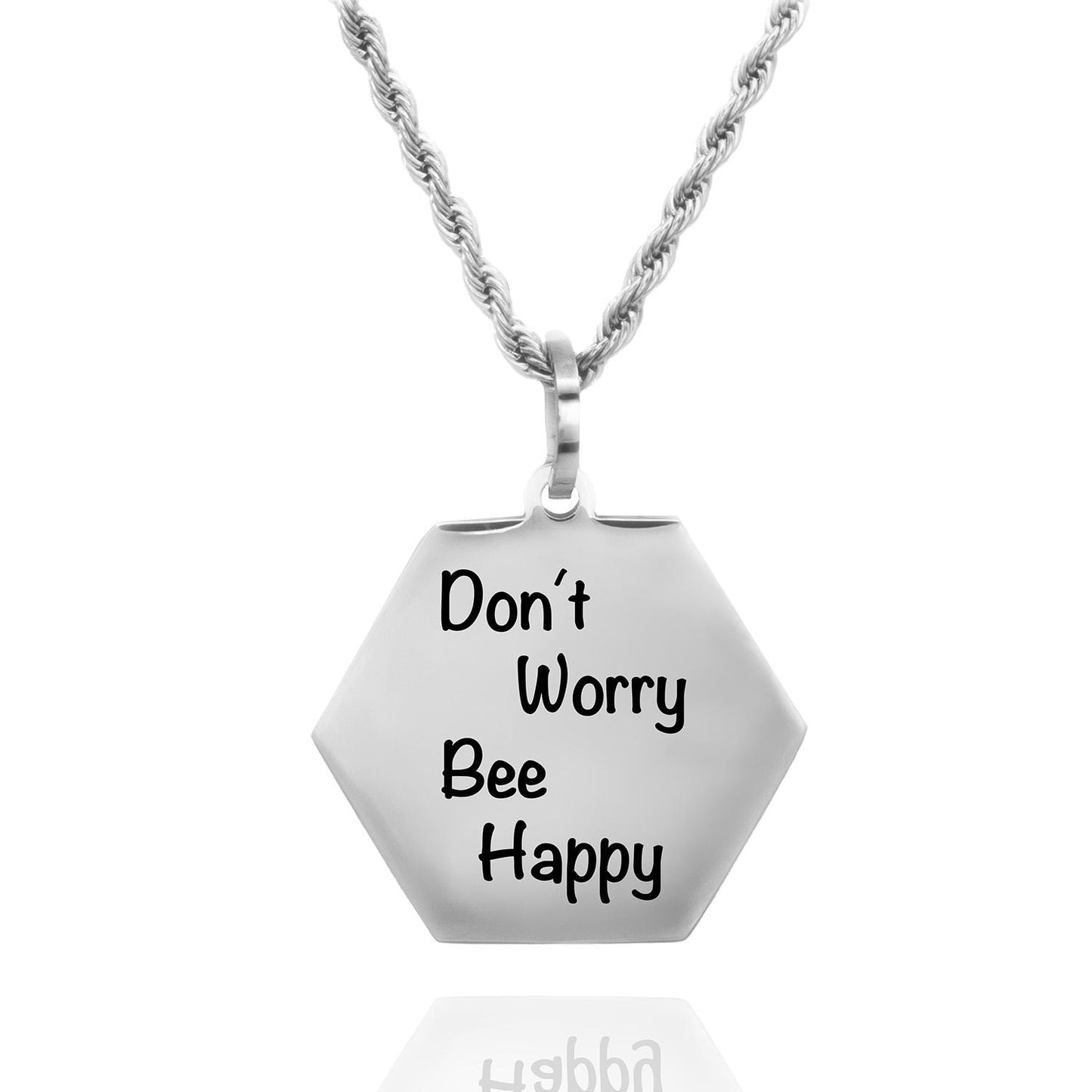 Don't Worry Bee Happy Stainless Steel Heart Pendant Necklace Inspiration Bee Jewelry