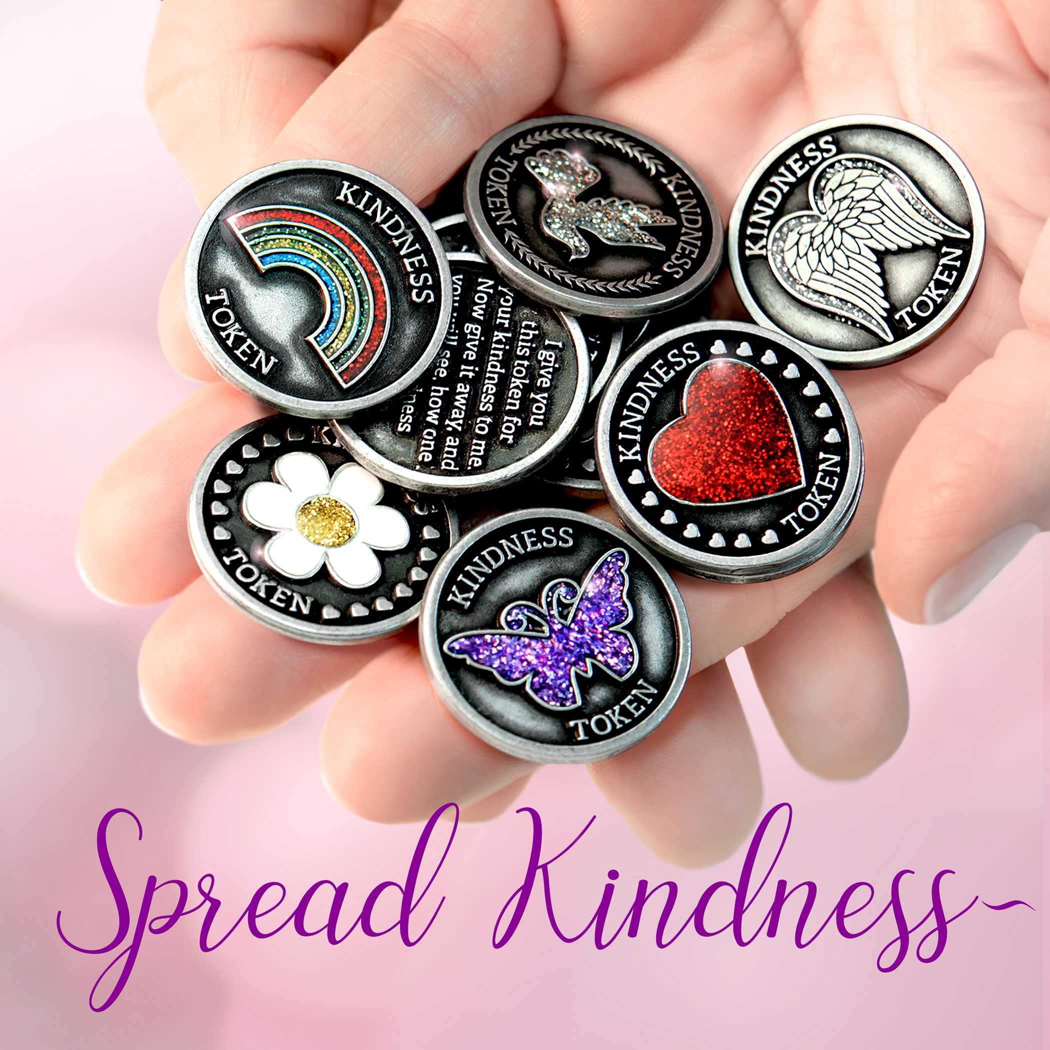 Kindness Token Jewelry | Stainless Steel Tokens | Joyful Sentiments