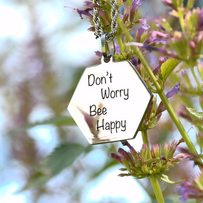 Don't Worry Bee Happy Stainless Steel Heart Pendant Necklace Inspiration Bee Jewelry