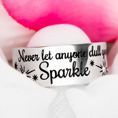 Womens Ring Stainless Steel Don't let anyone dull your Sparkle Band Ring with Austrian Crystals