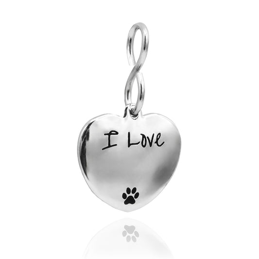 Stainless Steel Pet Collar Tag or Keyring Engraved with "I Love" and Paw Print - Engrave your Pets Name to Personalize it