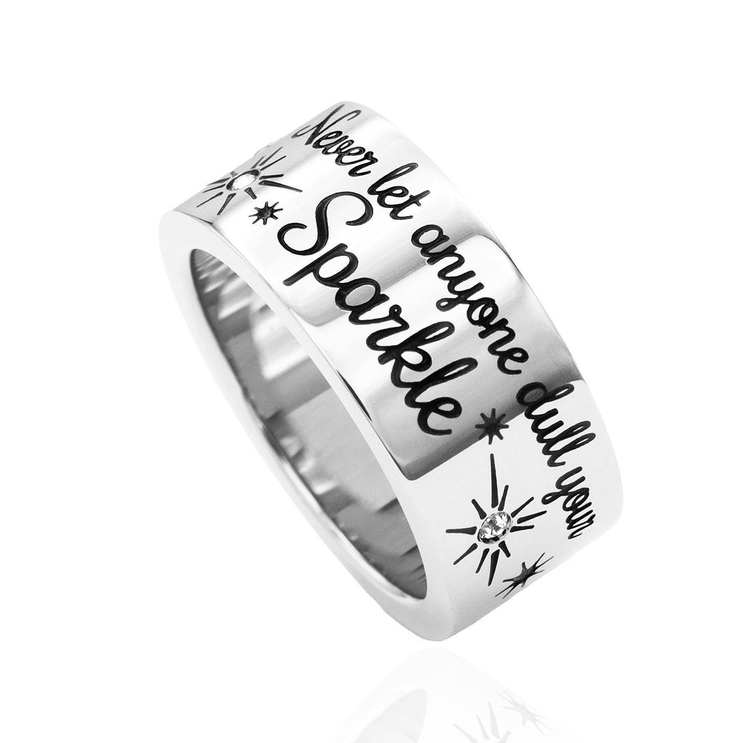 Womens Ring Stainless Steel Don't let anyone dull your Sparkle Band Ring with Austrian Crystals