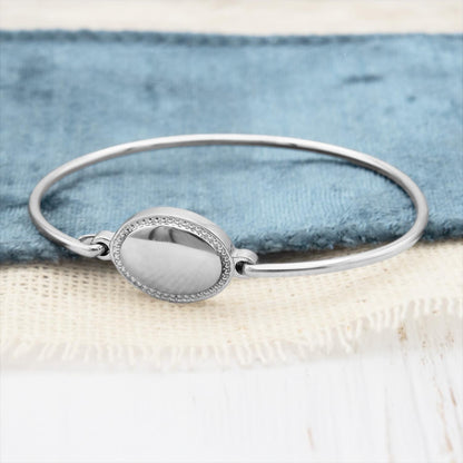 Baby Bracelet Engraveable Bangle With Latch Closure Baby's First Jewelry Personalized Gift for Baby Engrave Initials on Disk or Heart Keepsake Gifts