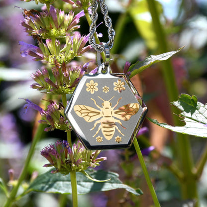 Don't Worry Bee Happy Stainless Steel Heart Pendant Necklace Inspiration Bee Jewelry