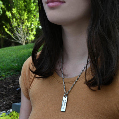Believe in Miracles Stainless Steel Pendant Necklace with Cubic Zirconia