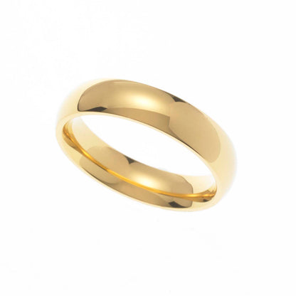 5MM Polished Gold Ion Plated Stainless Steel Dome Wedding Band Ring - Classic & Affordable Style for Men, Women