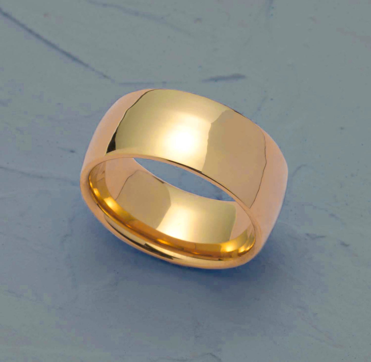 9MM Polished Gold Ion Plated Stainless Steel Men's Wedding Band Ring