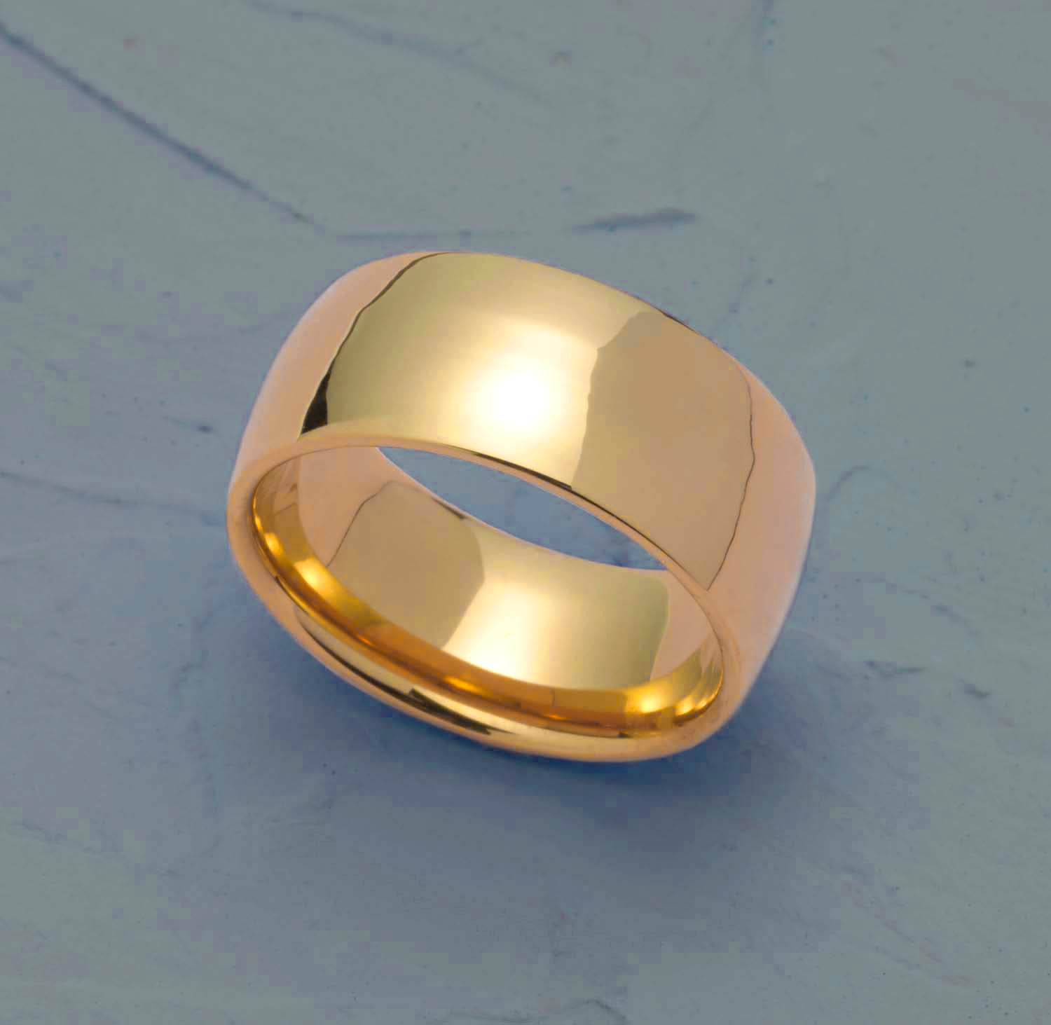 9MM Polished Gold Ion Plated Stainless Steel Men's Wedding Band Ring