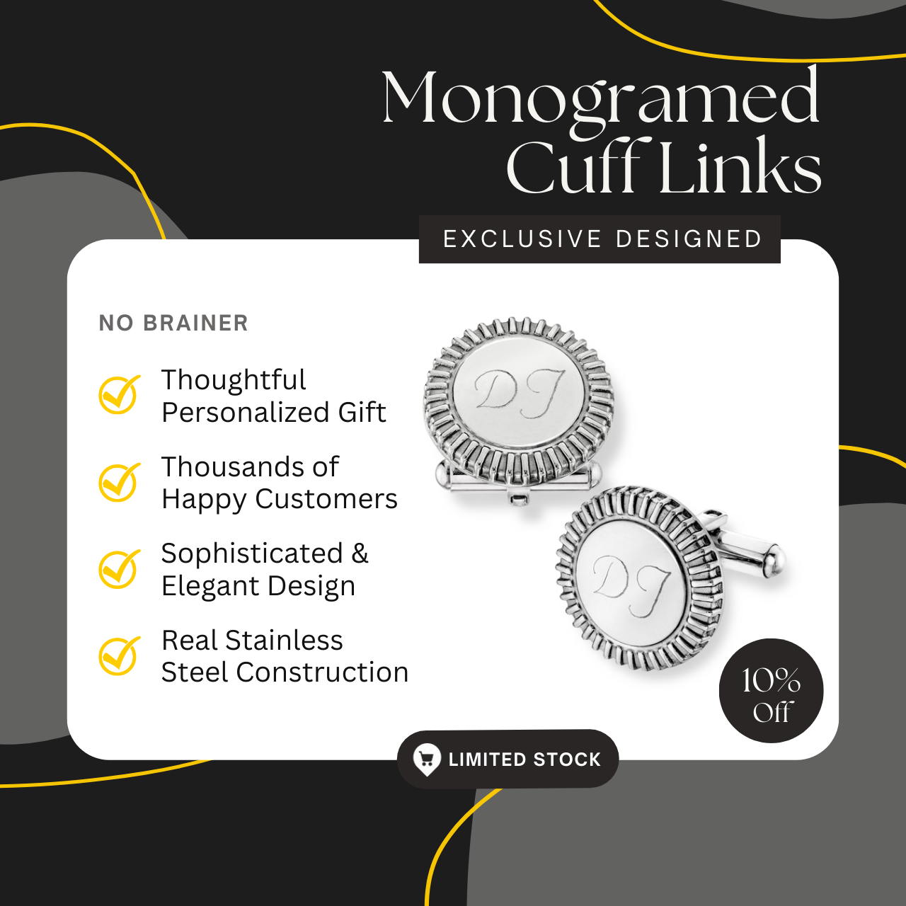 Stainless Steel Round Cufflinks with Elegant Milgrain Edge - Perfect Gift for Men