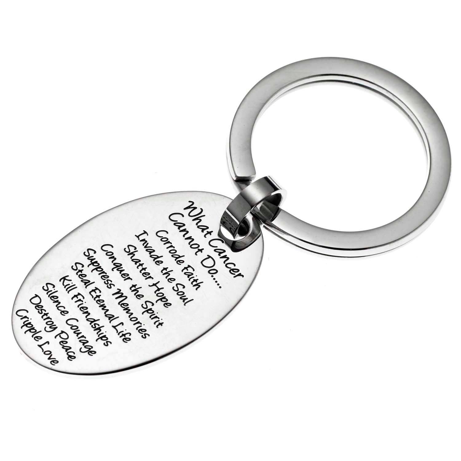 Inspirational Stainless Steel 'What Cancer Cannot Do' Unisex Key Ring ...