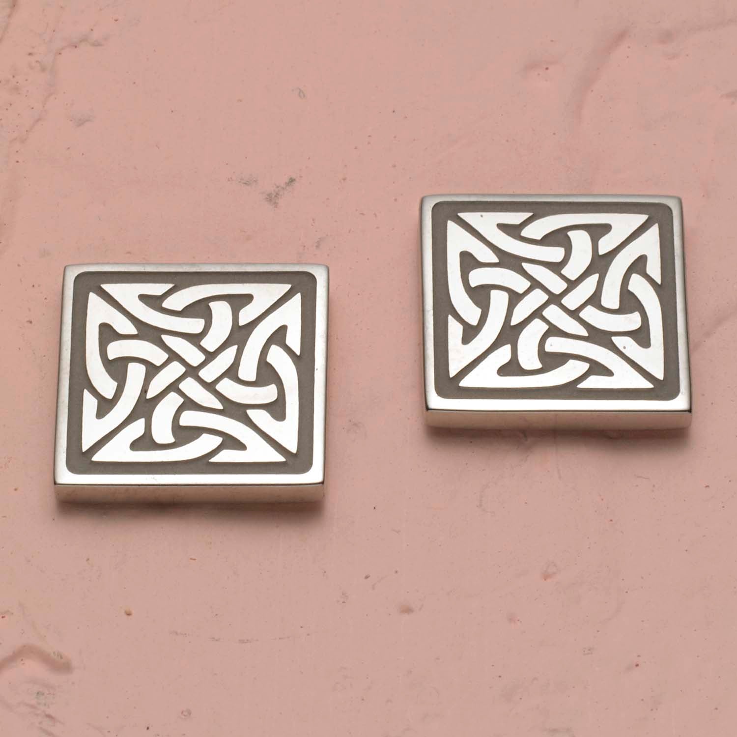 Stainless Steel Square Celtic Trinity Knot Stud Earrings