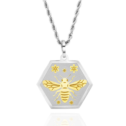 Don't Worry Bee Happy Stainless Steel Heart Pendant Necklace Inspiration Bee Jewelry