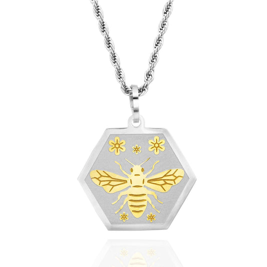 Don't Worry Bee Happy Stainless Steel Heart Pendant Necklace Inspiration Bee Jewelry