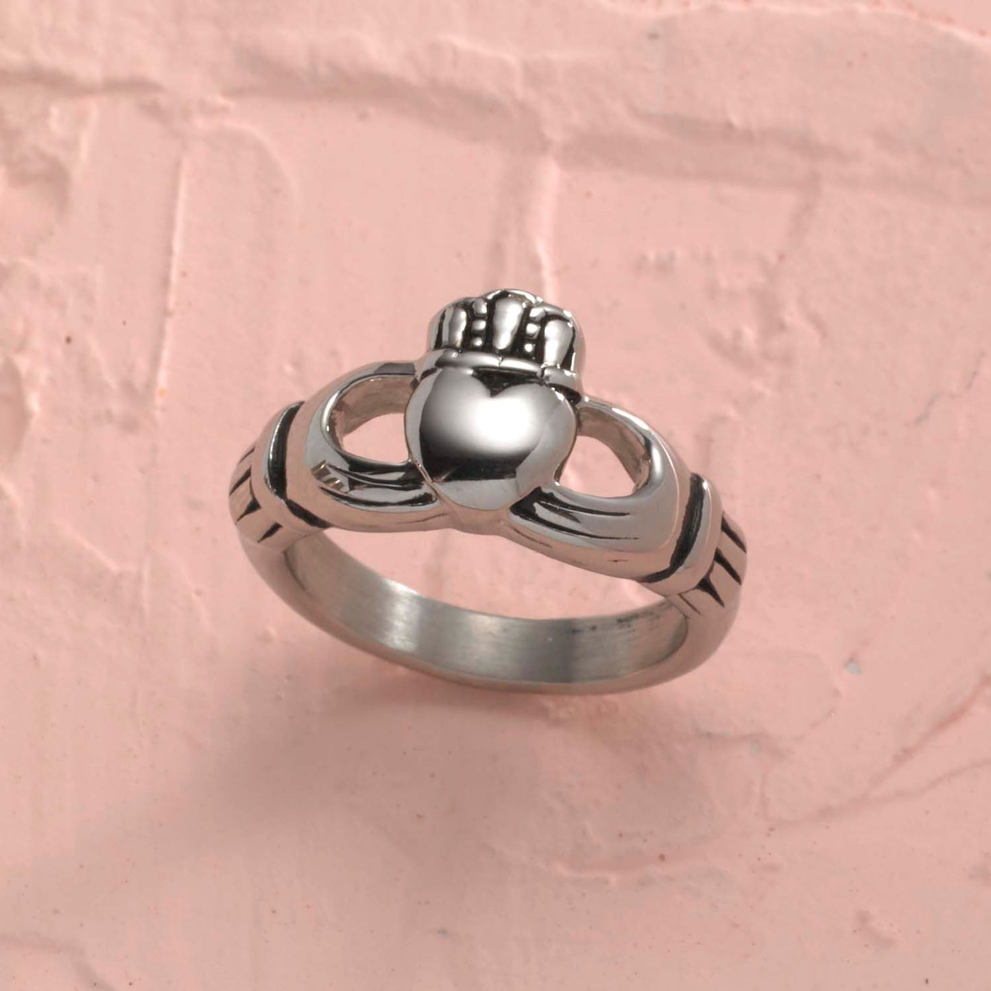 Small Steel Claddagh Ring