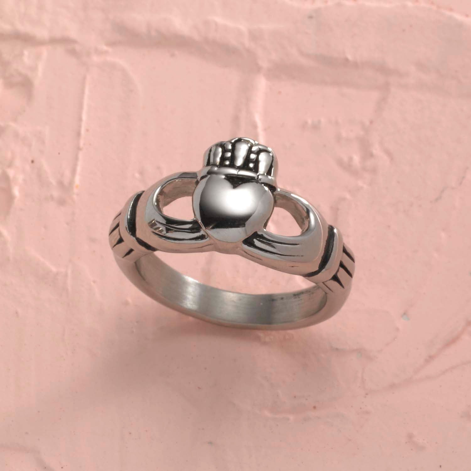 Small Steel Claddagh Ring