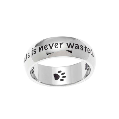 Stainless Steel "Time Spent With Cats Is Never Wasted" Engraved Cat Lover Ring