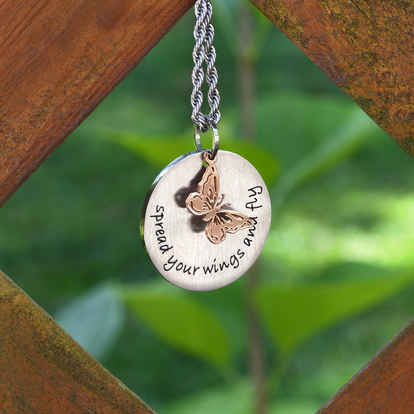 "Spread your wings and fly" Inspirational Butterfly Pendant Necklace Graduation or Birthday Gift for Her Women Girl