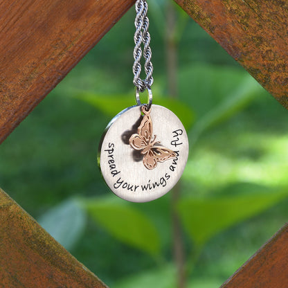 "Spread your wings and fly" Inspirational Butterfly Pendant Necklace Graduation or Birthday Gift for Her Women Girl