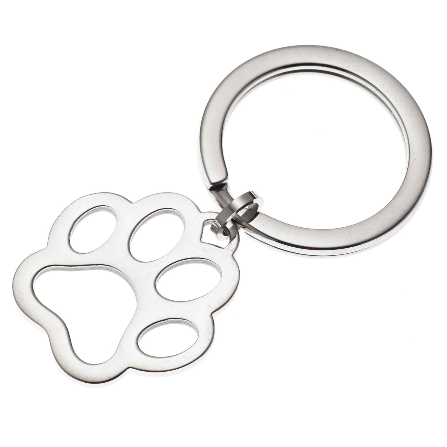 Stainless Steel Paw Print Memorial Keyring | Pet Lover Jewelry | Unisex ...