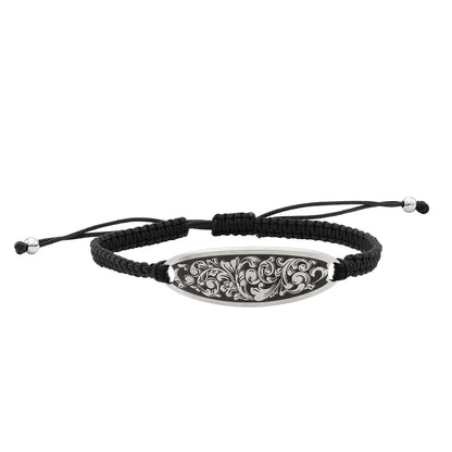 Scroll Detail Stainless Steel Cord Bracelet