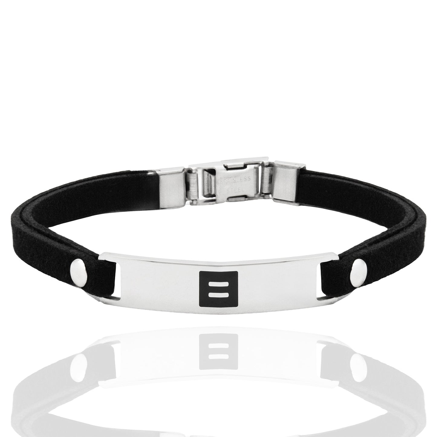 Stainless Steel Suede Equality Pride Bracelet