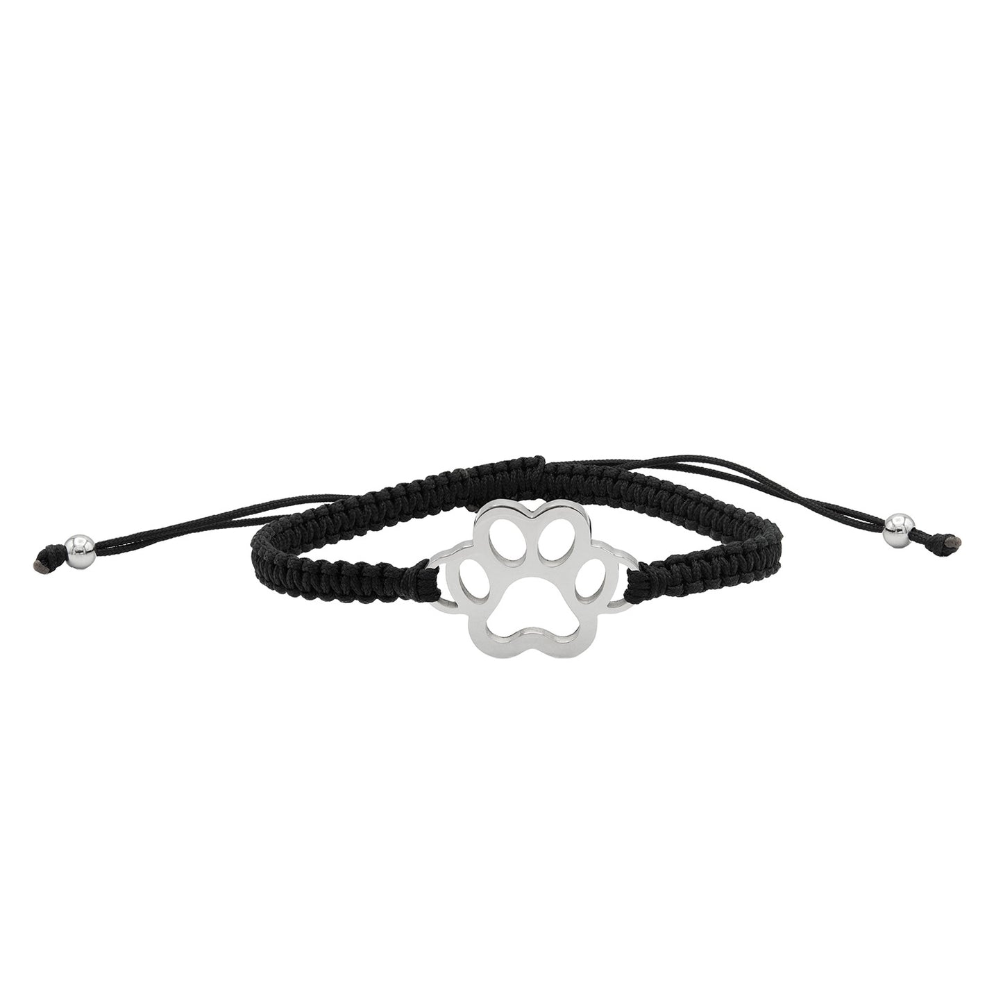 Women's Bracelet Pull Cord Open Paw Print Charm Bracelet Stainless Steel Jewelry
