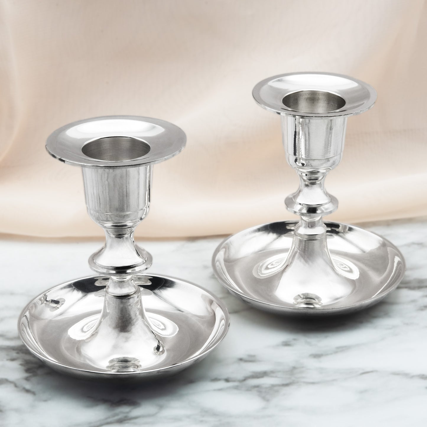 Silver Plated Brass Candle Holders  Set of 2