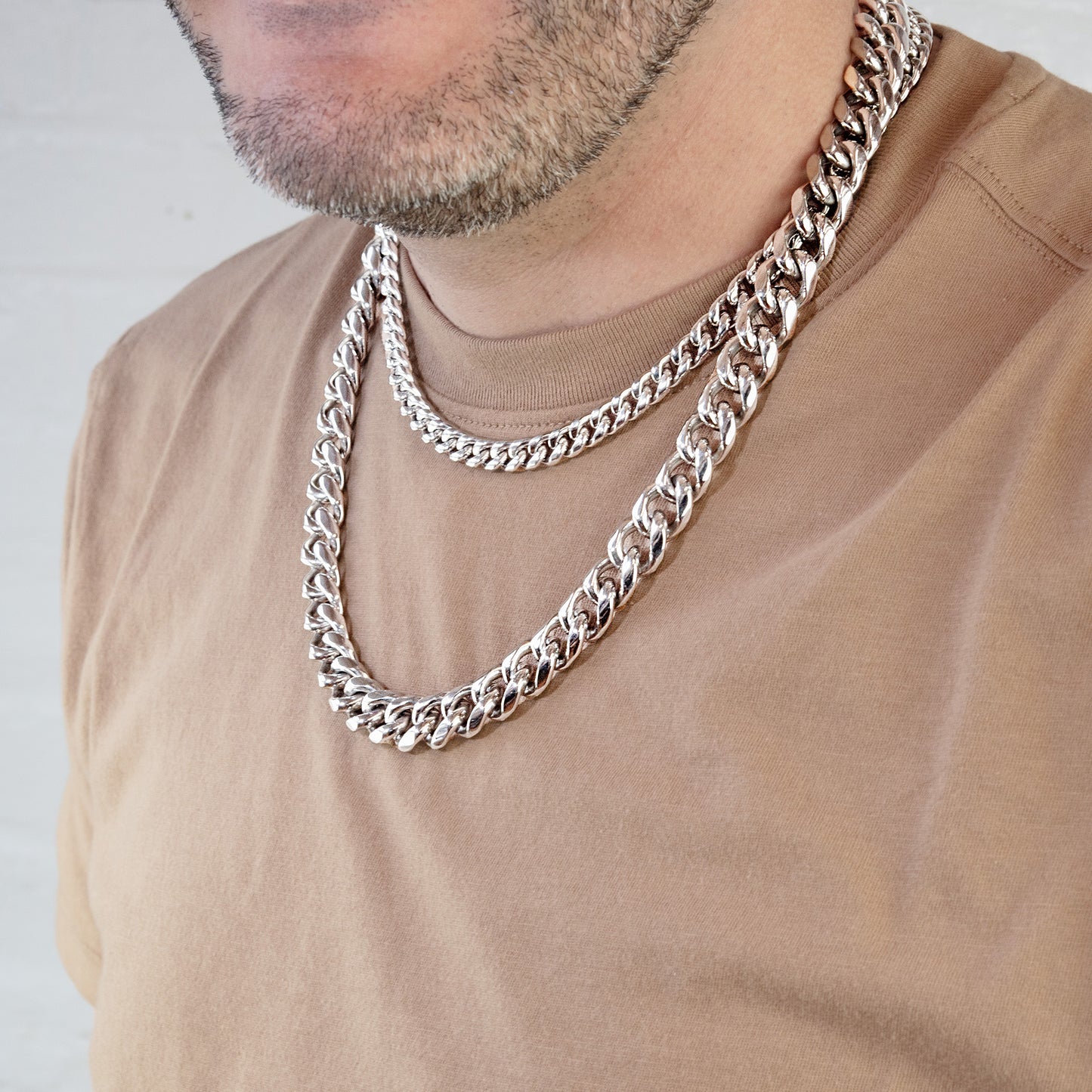 8 mm Cuban Link Chain Necklace 18" Stainless Steel Jewelry for Men