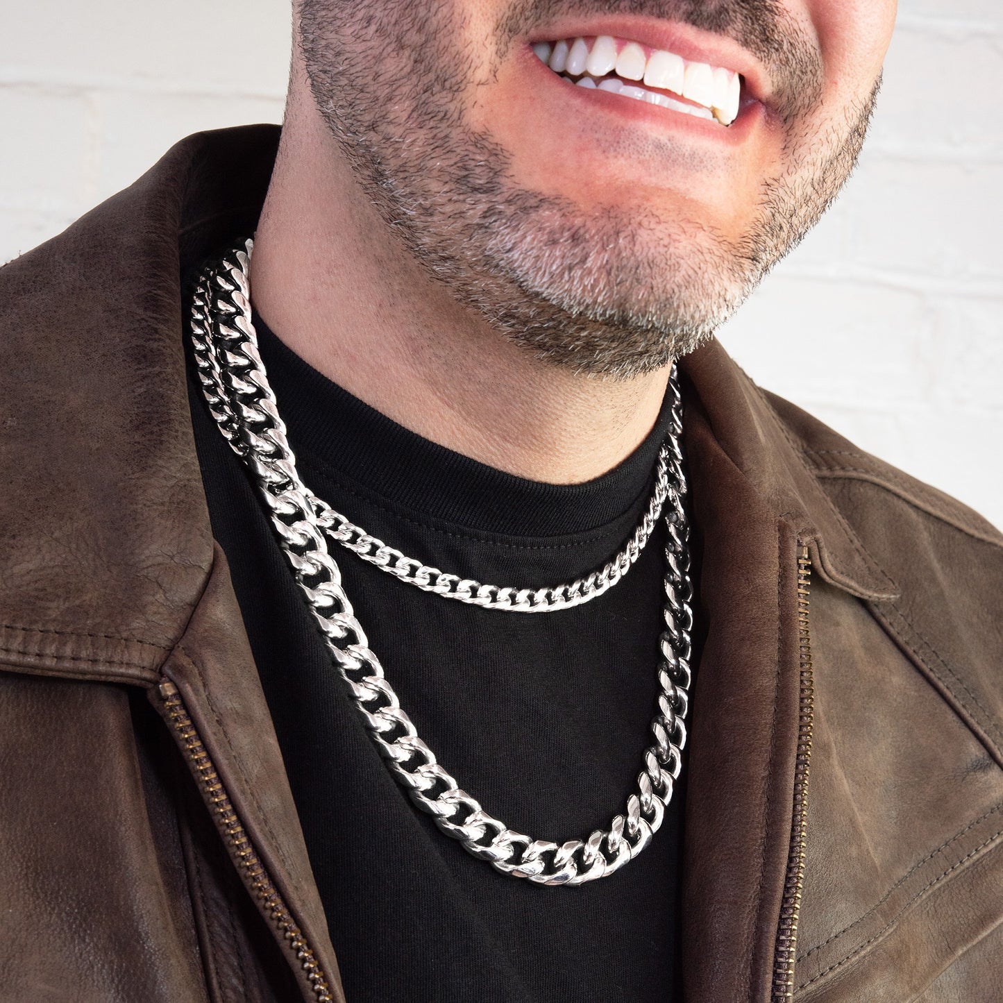 8 mm Cuban Link Chain Necklace 18" Stainless Steel Jewelry for Men