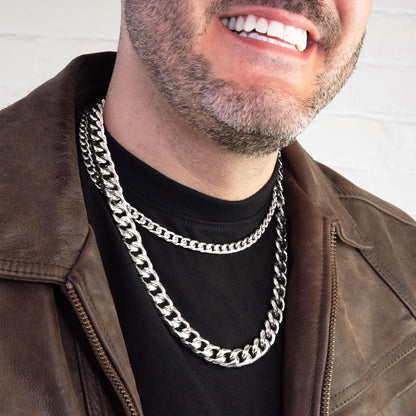 8 mm Cuban Link Chain Necklace 18" Stainless Steel Jewelry for Men